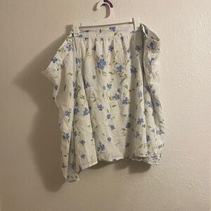 White Floral Skirt with Blue Flowers